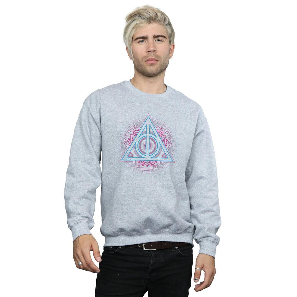 HARRY POTTER Mens Neon Deathly Hallows Sweatshirt