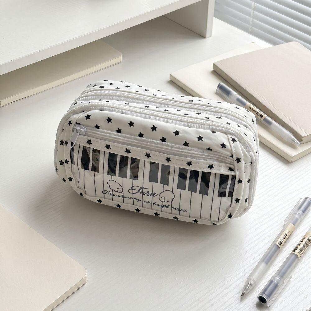 Bedrukte Ster Potlood Opbergtas Grote Capaciteit Make-up Tas Piano Toetsenbord Potlood Etui Kinderen