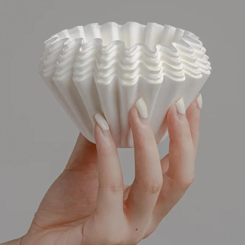 50pcs 1-2Cups Basket Coffee Paper Filter Pour Over Filter Papers Fits B75 Coffee Dripper Basket Dripper Coffee Filter Paper