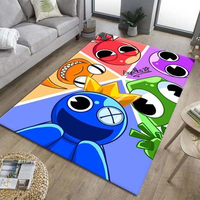 Korku Oyunu R-Rainbow Friends Çizgi Film Alan Halısı, Ev Oturma Odası Yatak Odası Kanepe Kapı Paspası Dekoru, Çocuklar Kaymaz Zemin Paspası