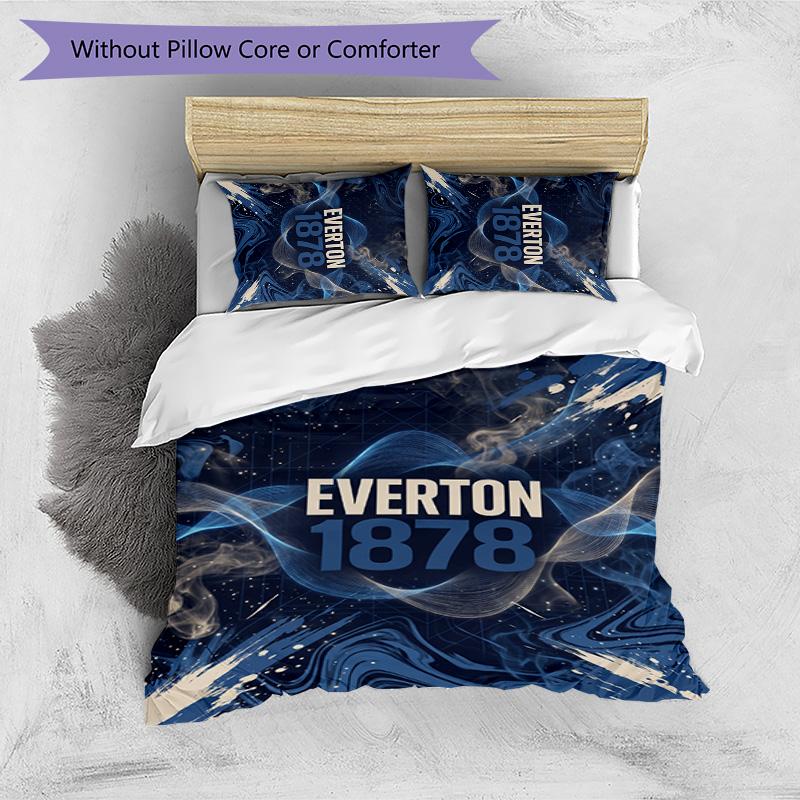 Everton Football Printed 3 Pieces Bedding Set, Comfortable Skin Friendly Bedroom Duvet Cover Set