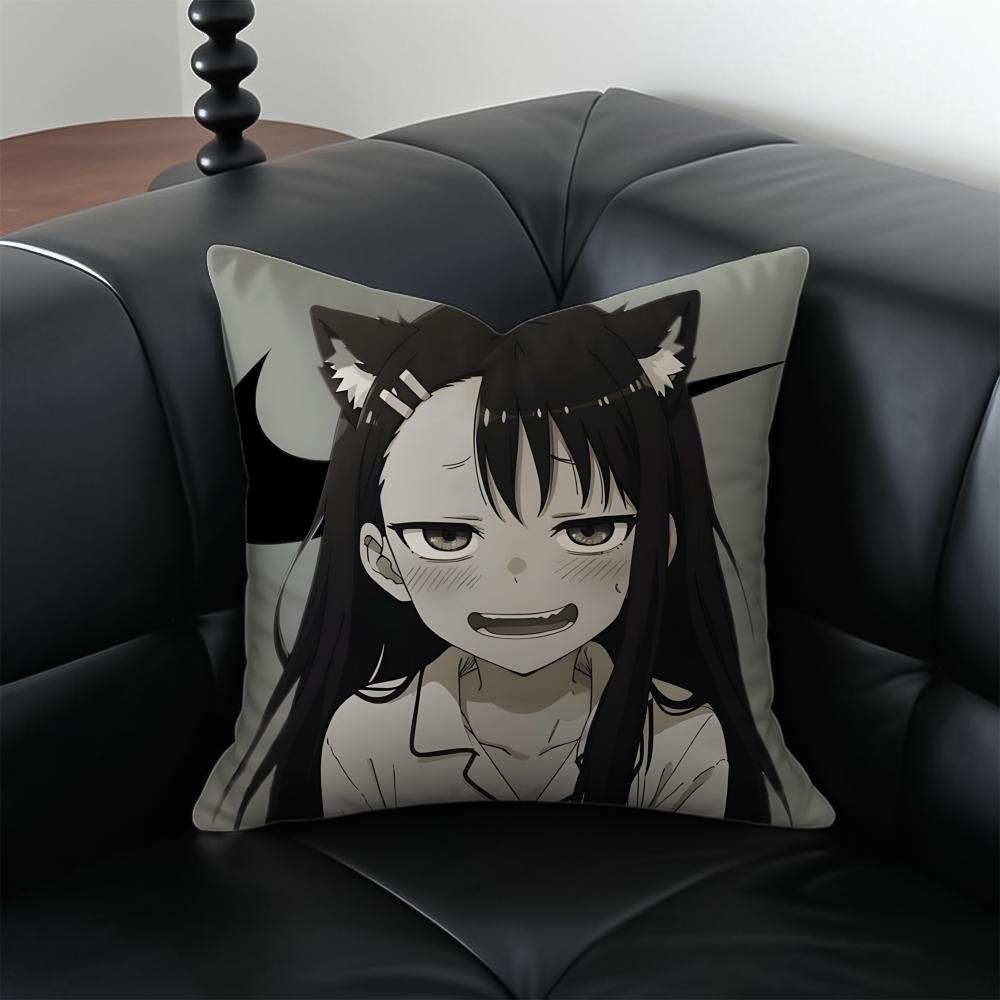anime comedy NNagatoro SSan Cushion Cover Pillow Case Antidustmite Invisible zipper silky plush cushion