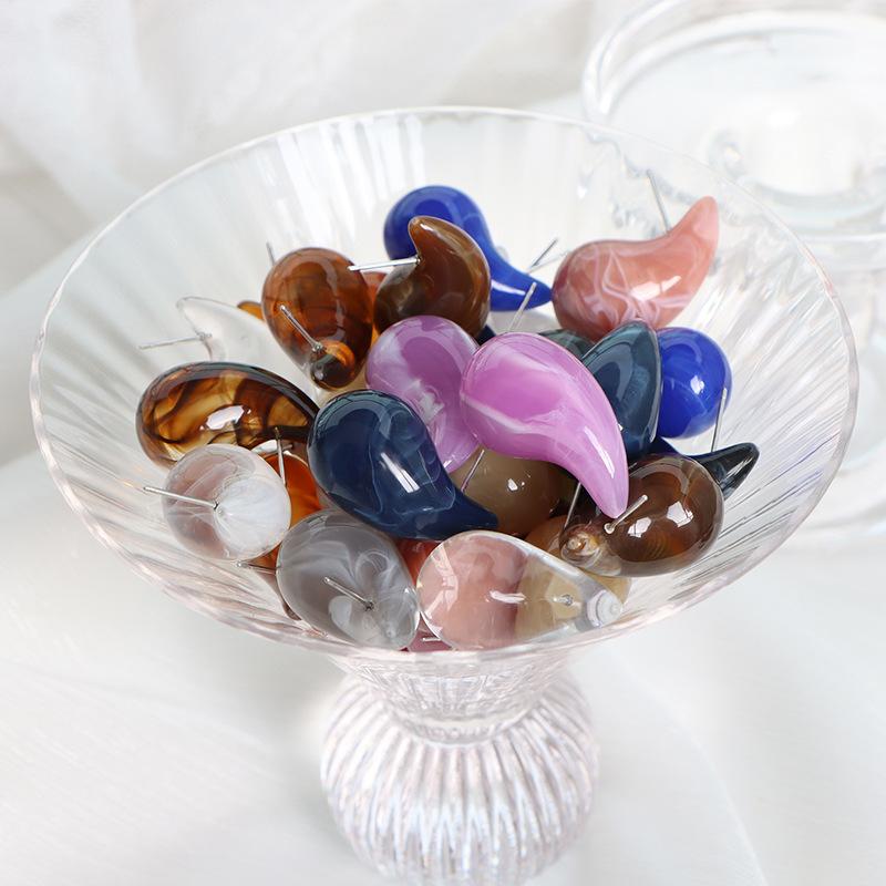 1 pairs Water Drops Resin Earrings Cute Amber Pink Chubby Jewelry Acrylic Waterdrop Earrings for Women Chunky Teardrop Earrings