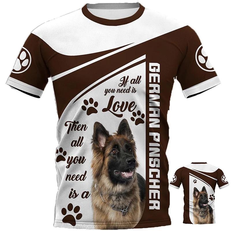 Fashion Men's Sports T-shirt Dutch Belgian Shepherd 3d Print Outdoor Casual Clothing Pet Dog Work Uniform Short Sleeve Tops