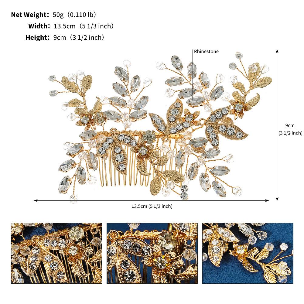 

Новые аксессуары для волос из старинного сплава в китайском стиле, свадебный гребень для волос, свадебный головной убор, высококачественный золотой гребень ручной работы со стразами