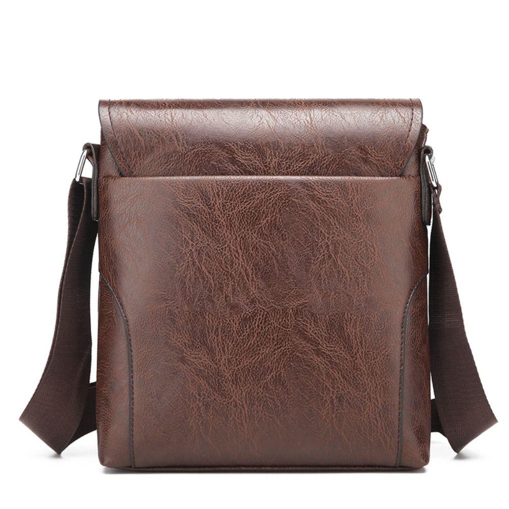 Fashionable PU Leather Men's Shoulder Bags Big Capacity Square Messenger Bags Small Essentials Portable Side Bag Daily Carry