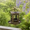 Solar Bird Feeder for Outdoors Hanging, Retro Carriage Shaped Metal Wild Bird Feeders, Solar Powered Garden Lantern for Patio, Yard, Gifts for Bird