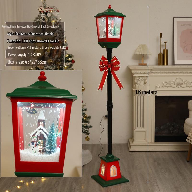 Korean Christmas Music Snowfall Street Lamp Toy Ornaments