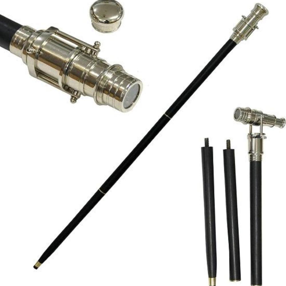 Victorian Nautical Spy Telescope Walking Cane – Steampunk Design, 94 CM, Brass Handle