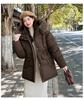 Women’s Midi Hooded Windproof Thicken Warm Winter Jacket With Big Fur Collar