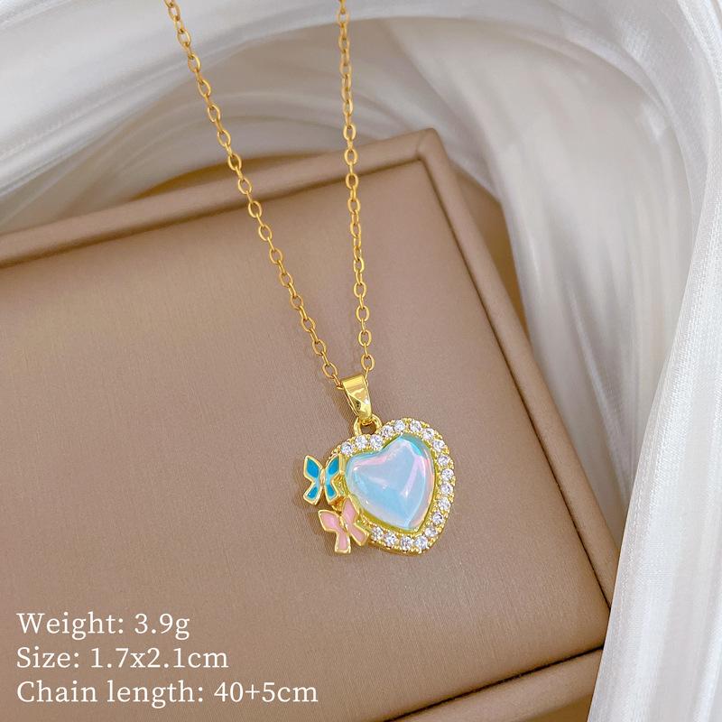 Copper Micro-Inlaid Light Luxury Fashion Personality Temperament Gorgeous Full Diamond Necklace Women'S Versatile Collarbone Chain Titanium Steel