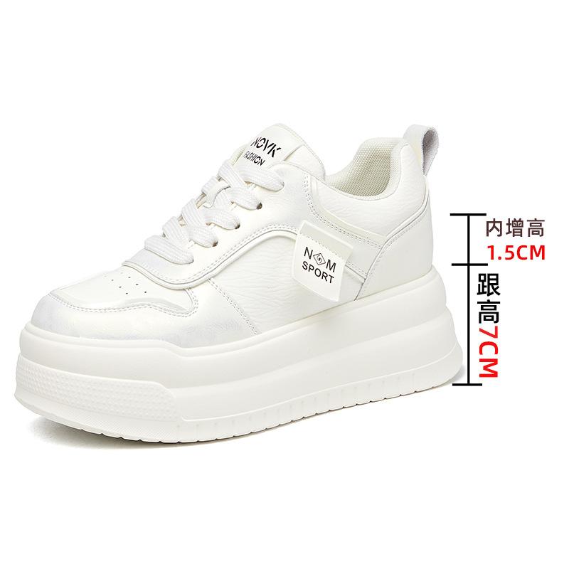 

Туфли на платформе с круглым носком, женские повседневные туфли-лодочки, весна 2025, новая женская обувь, кожаные белые туфли, детские универсальные 34