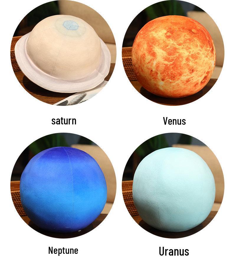 Round Earth & Planet Plush Toy Set - Children's Cognitive Pillow and Ornament