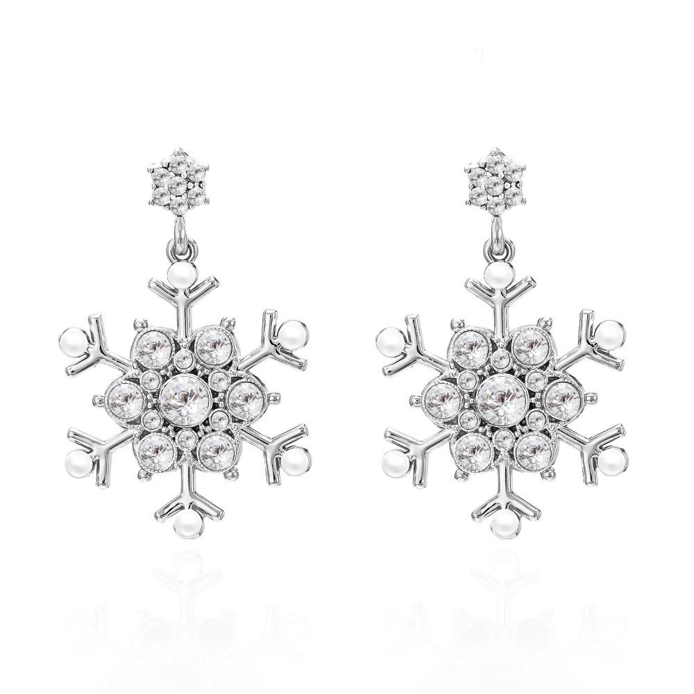 Pearl Christmas Stud Earrings Multicolor Xmas Dangle Earrings Sweet Snowflake Earrings  Holiday