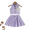 Girls 3D Flower Formal Top & Pleated Skirt Two-Piece Set