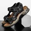 Men's Casual Genuine Leather Open-Toe Beach Sandals with Air Cushion - Lightweight and Plus Size for Outdoor Activities.