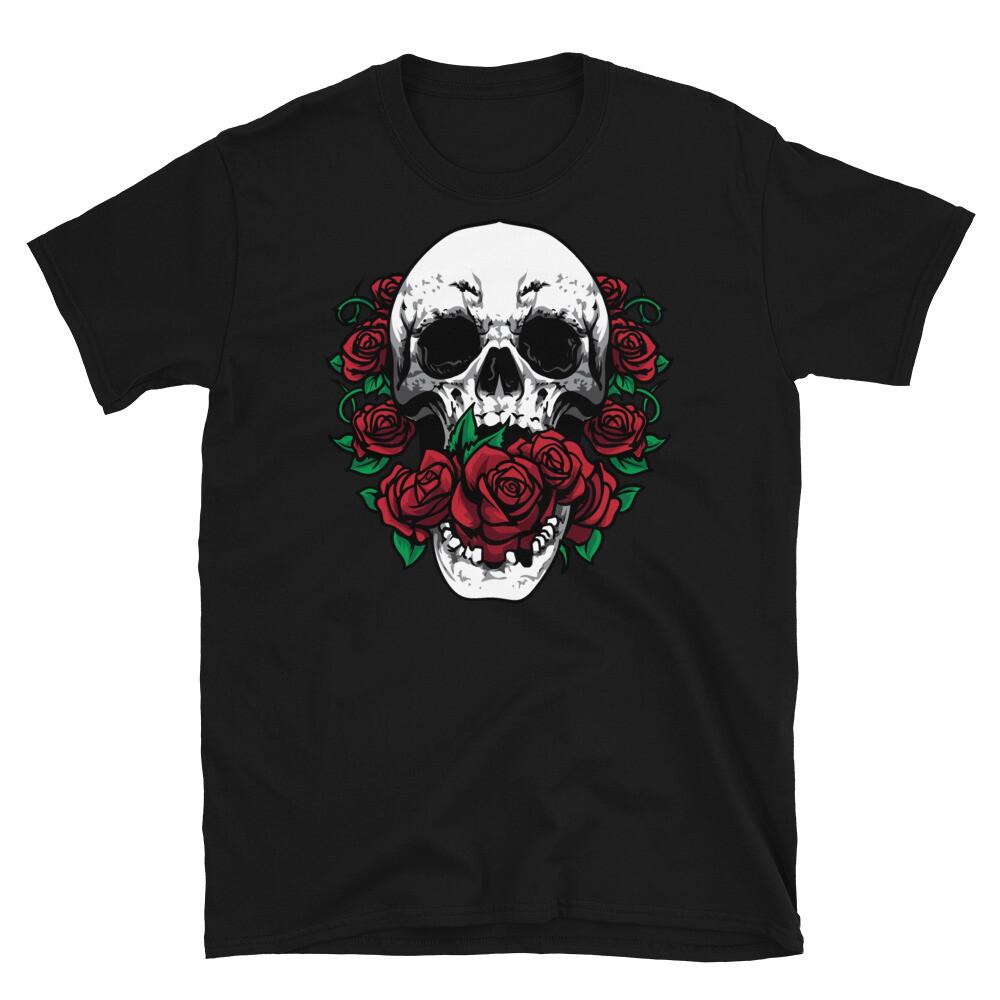 

Skull and Red Roses Skeleton Gothic Hipster Novelty ShortSleeve Unisex TShirt Unisex T-Shirt XXL
