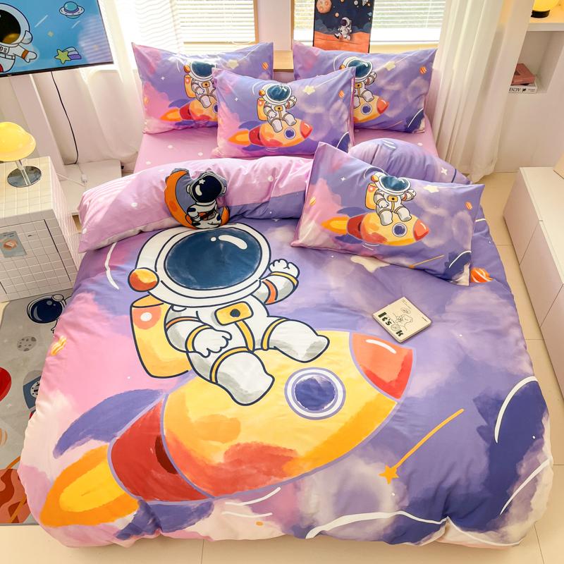 40S Percale Cotton School Pupil Space Dream Bedding Set duvet cover pillow case Single Full King Bed Linen Set