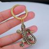 Vintage Brass Mini Gecko Figurines Keychains Pendants Car Key Ring Bag Diy Lanyard Hangings Jewelry Accessories Animal Charms