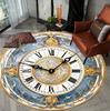 Elegant Vintage Clock Round Area Rug Roman Numeral Gear Print Durable Non-slip Decorative Carpet for Living Room Bedroom