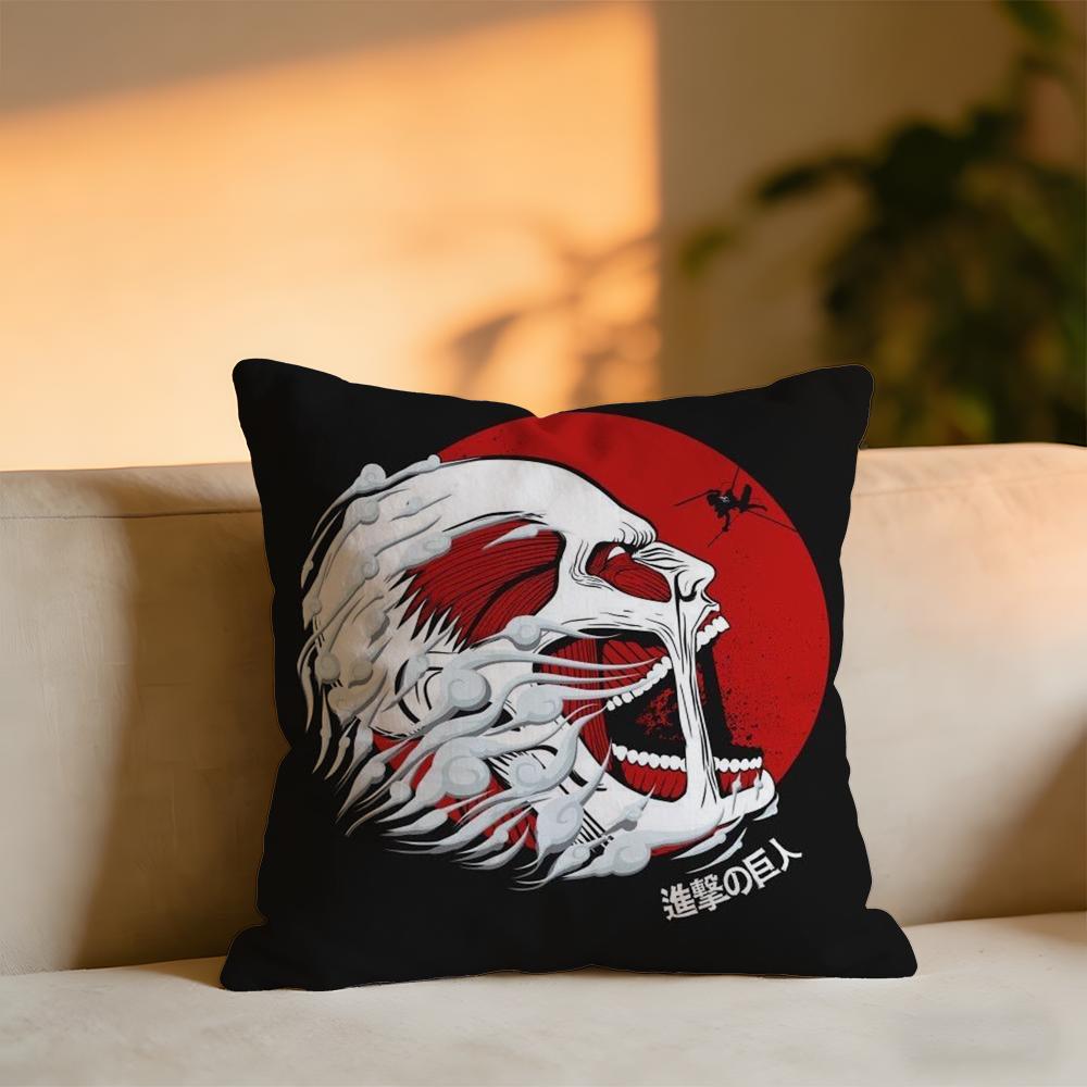Attack on Titan Kissenbezug Gemütliches Samt-Kissen Weiches Warmes Kissen für Sofa Bett