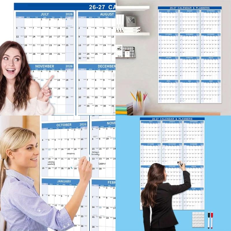 Calendario de Pared Doble Cara 2026 Planificador Anual de 12 Meses Calendario Borrable en Seco Calendario Mensual Para Planificación