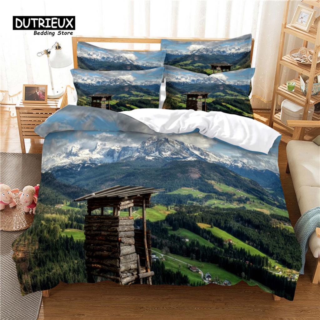 Beautiful  Scenery Bedding Set, 3Pcs Duvet Cover Set, Soft Comfortable Breathable Duvet Cover, For Bedroom Guest Room Decor