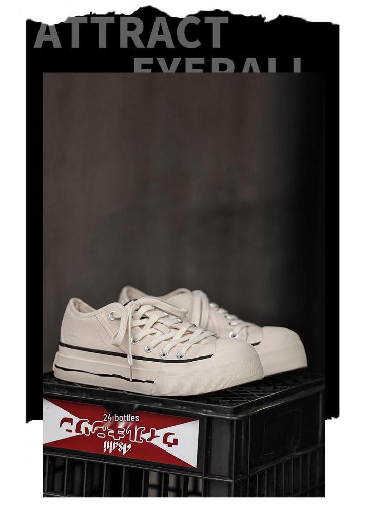 2026 Summer Trendy Men's Canvas Lace-up Shoes with Thick Sole for Height Increase