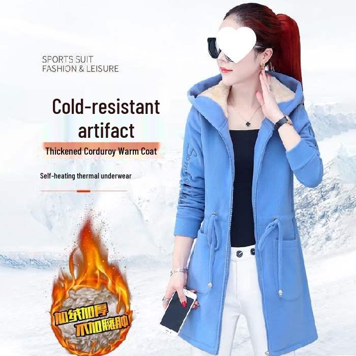 Women's 2025 Mid-Length Velvet Lambswool Plush Coat - Loose, Trendy, Plus Size, Autumn/Winter Cardigan Hoodie