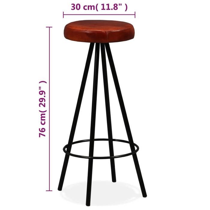 Tabourets de bar - VIDAXL - Cuir véritable et acier - Lot de 2 - Style industriel