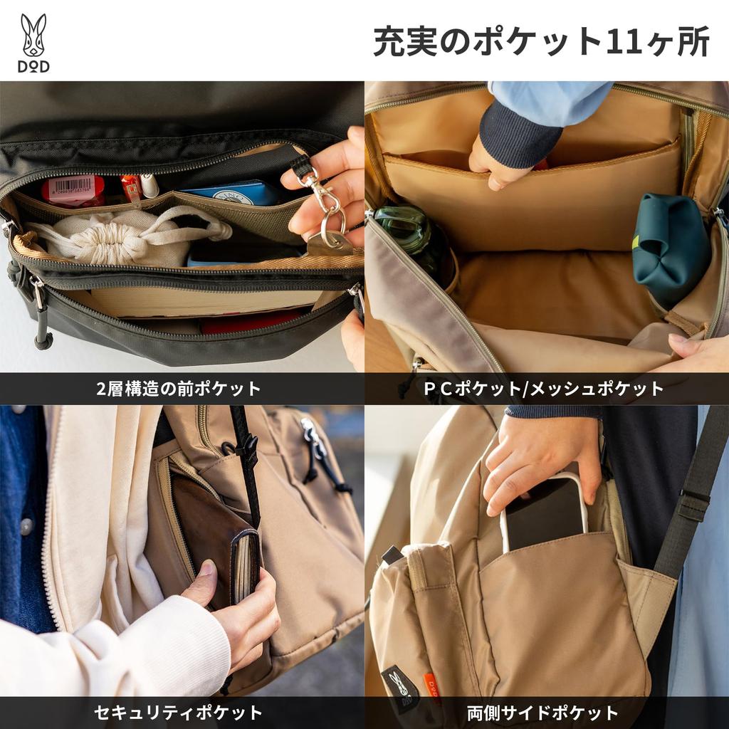 DOD Nanigeni Backpack, Lightweight, Water-Repellent, 11 Pockets, BA132-BG