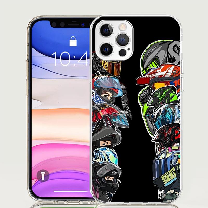 

Motorcycle Rider Helmet Phone Case for Apple iPhone 17 Air 16 15 Plus 14 + 13 Mini 12 11 Pro Max 7 8 SE 16Max Soft Shell Cover C iPhone 13 Pro Max