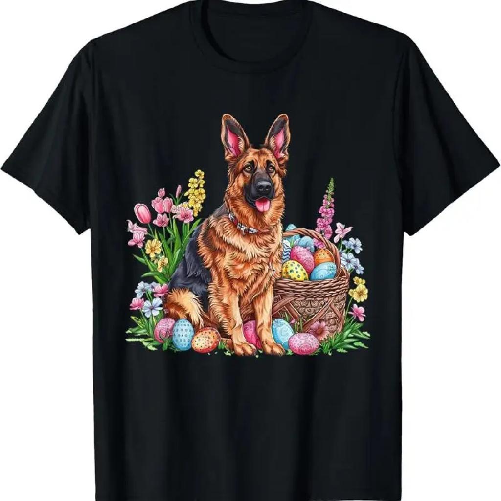 German Shepherd Easter Eggs Artwork T Shirt