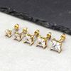 Dainty Square Zircon Stud Earrings for Men Women,4/5/6/7/8mm Width White Crystal Zircon Metal Stud Earring,Piercing Jewelry Gift