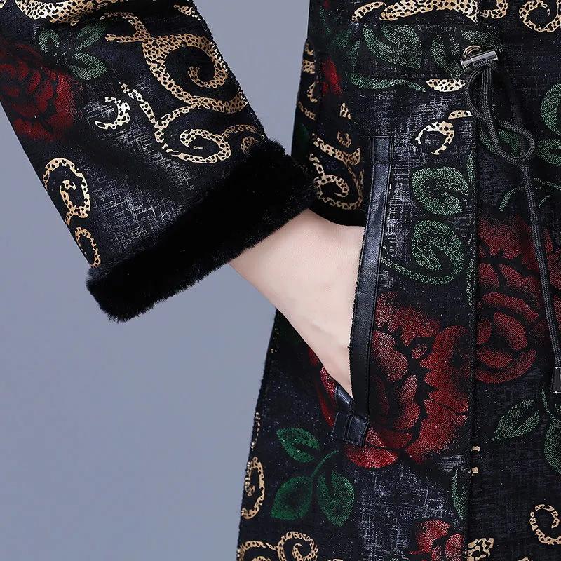 Women's Thickened Warm Mid-Length Over-the-Knee Coat Reversible Outerwear for Mothers