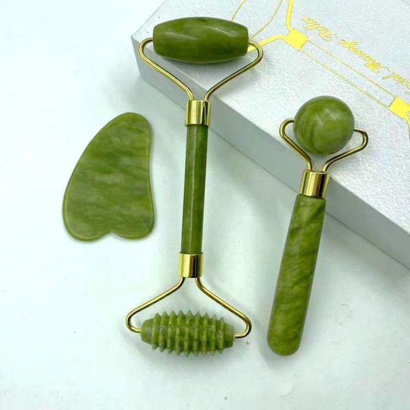 Natural Jade Roller Massager for Face Body Back Foot Massage Roller Facial Liftting Anti-wrinkle Double-end Gua Sha Jade Stone