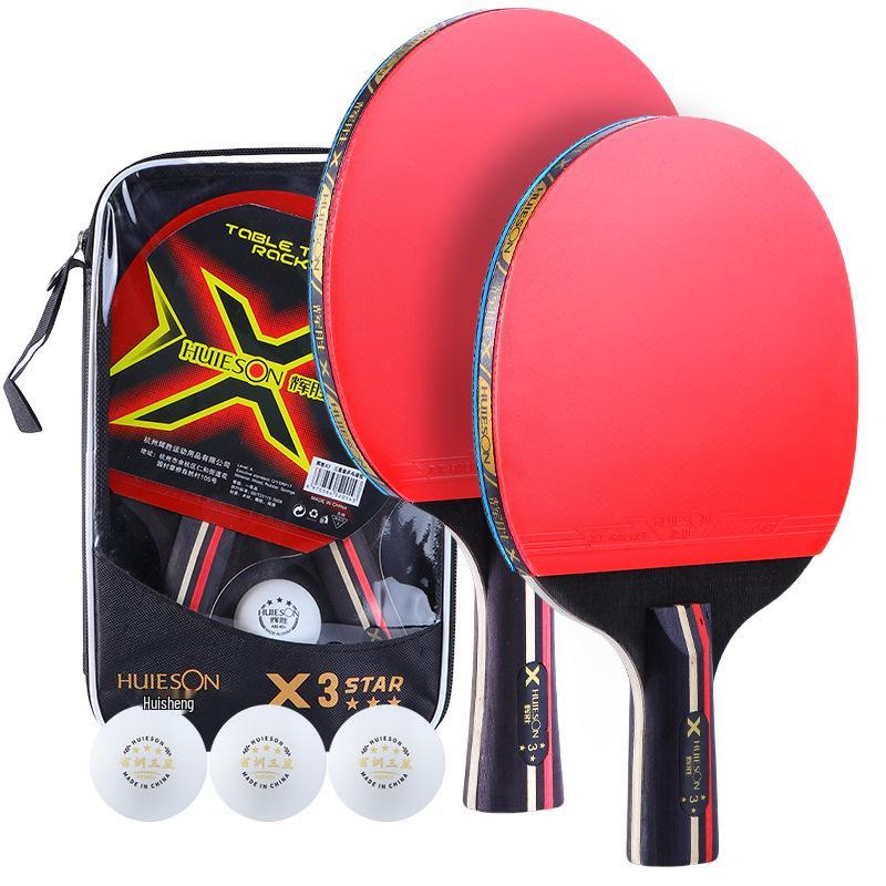 Hui Sheng Six-Star 7-Ply Carbon-Enhanced Table Tennis Racket with Inverted Rubber