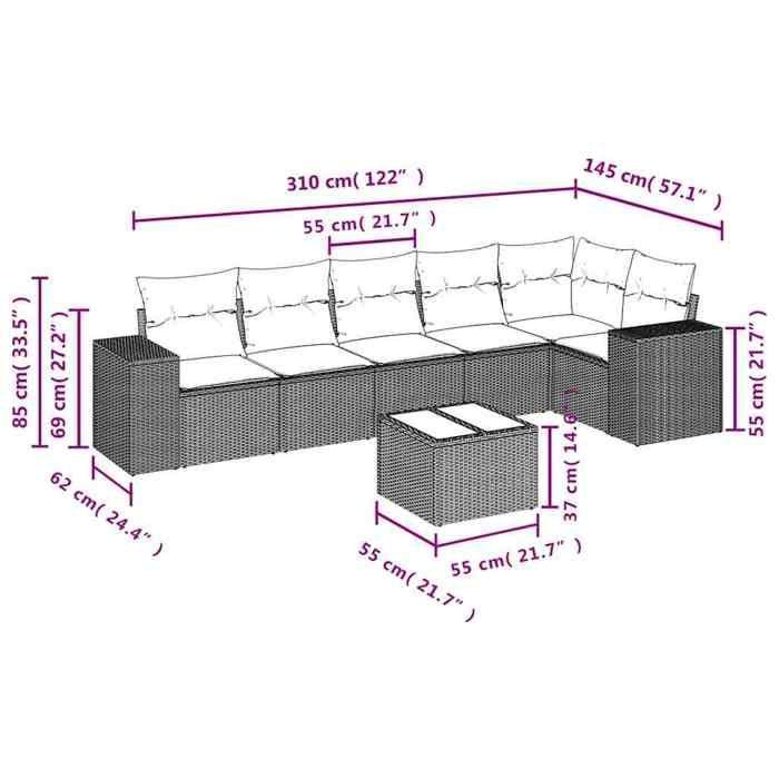 VidaXL Garden Lounge Set with Cushions 7 Pcs, Patio Sofas, Patio Furniture Set, Outdoor Furniture, Beige 3222598