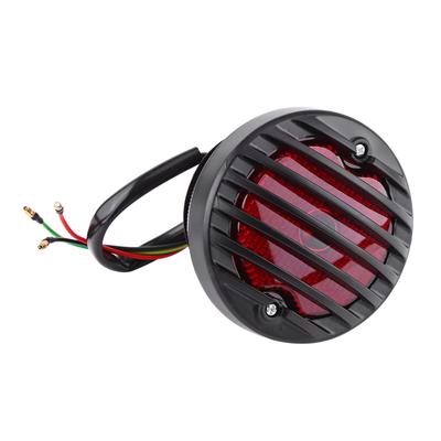 Luce Posteriore Freno Rotonda Nera per Moto Bobber Chopper Scooter ATV