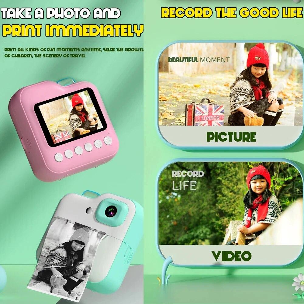 Instant Printing Camera for Kids Wireless Digital Camera Printing Bluetooth Camera Inkless Photo Lable Print Children Gifts