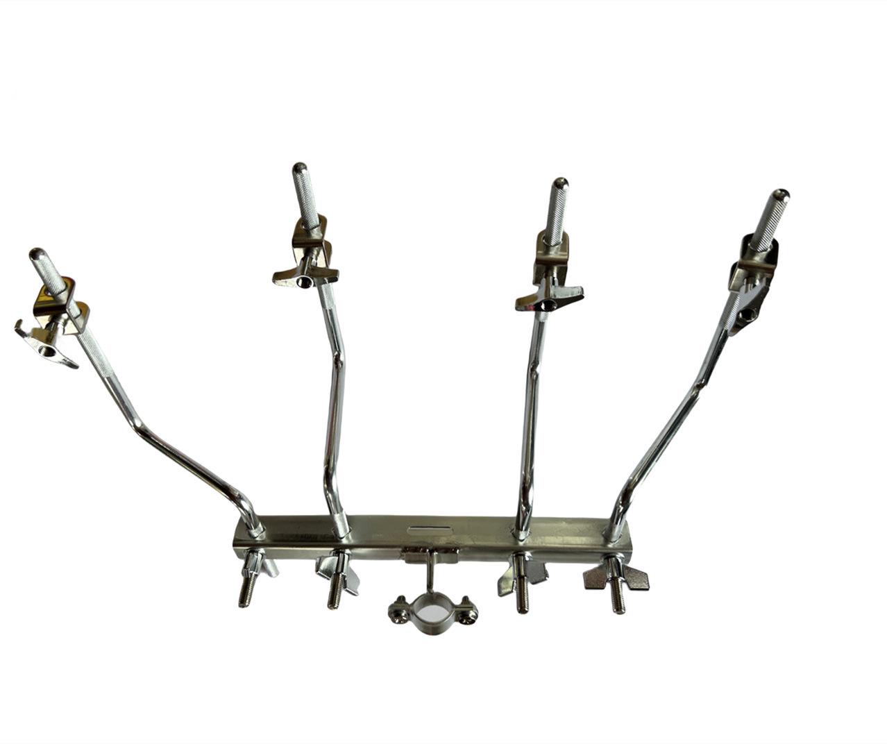 Reinforced Multi-Cowbell Holder - Small Percussion Instrument Expansion Rack for 2 or 4 Drum Kit Heads Silver 2-Head Expansion Rack