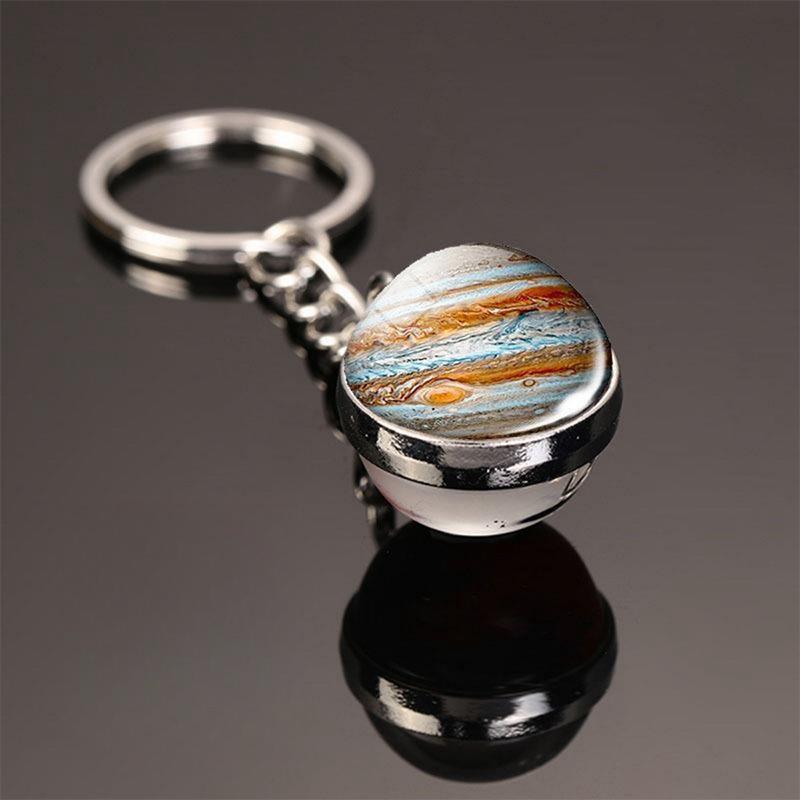 Noter Lunar Keychain Solar System Metal Bag Pendant Keyring Galaxy Nebula Earth Mars Saturn Double Sided Glass Ball Keyholder
