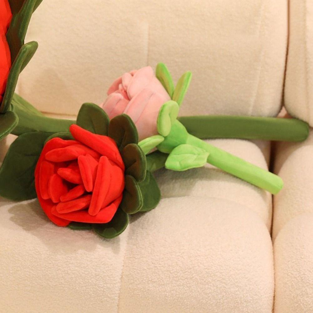 Soft Simulation Plush Rose Romantic Rose Plush Pillow Red Rose Bouquet Home Decoration