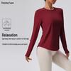 Women's Slimming Long Sleeve Round Neck Yoga Top for Spring & Autumn