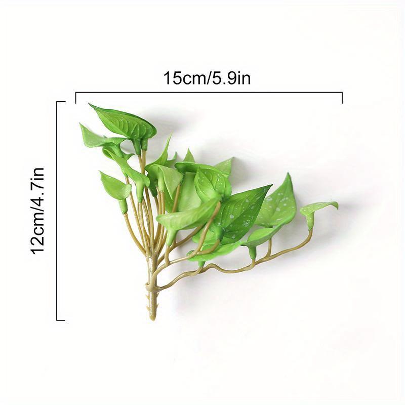 Artificial Plant Mini Bouquet Copper Coin Grass Soft Glue Fake Green Plants Wall Hanging for Home Office Garden Decoration
