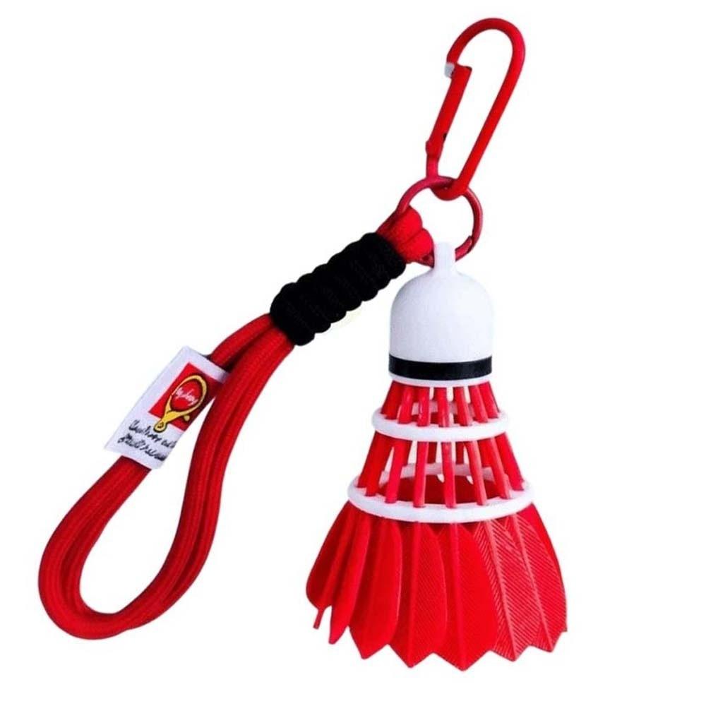 Funny Badminton Key Chain Solid Color 3D Printing Key Ring Trendy Badminton Bag Pendant  for Gift красный