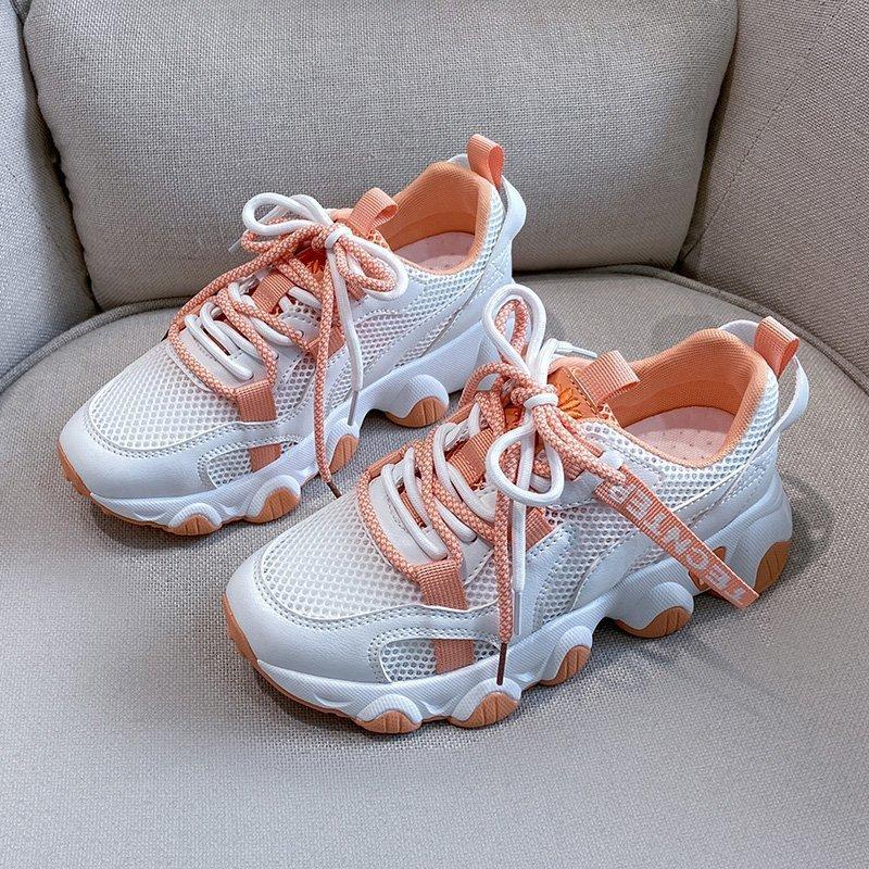 

Модные женские сетчатые кроссовки с массивной подошвой, дышащая вулканизированная обувь, модные кроссовки для бега, летние женские туфли на платформе, повседневная обувь для ходьбы 40 розовый