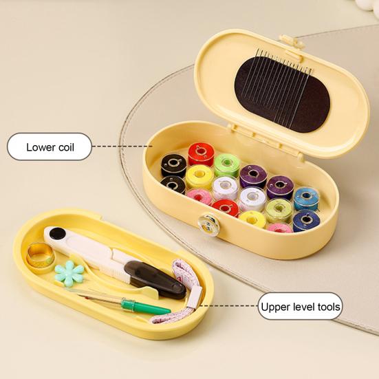 Magnetic Sewing Tools Box with Needles Threads Threader Scissors Thimble Tape Measure Portable Travel Sewing Tools Accessories Organizer Box