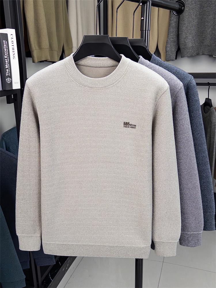 Men's Winter Thickened Mink Wool & Velvet Knit Sweater - Warm, Casual Fashion Pullover for Middle-Aged Men