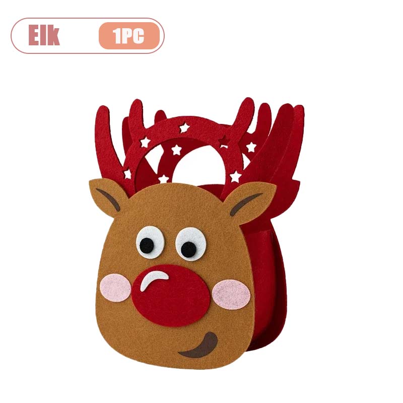 1-10PCS Felt Christmas Candy Bag Creative Holiday Gift Tote Handheld Apple Bag for Kids Party Favor Decoration for Children